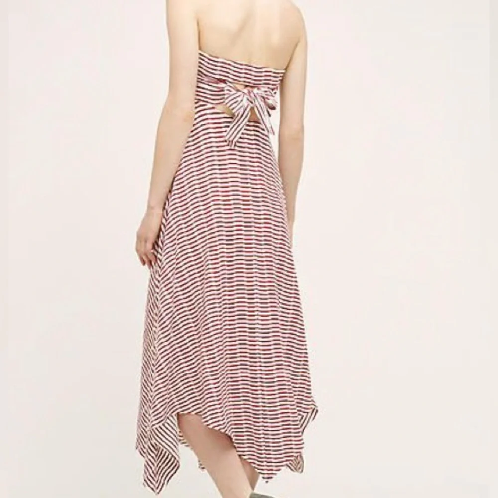 Anthropologie Maeve Caleta Striped Strapless handkerchief hem dress - Picture 4 of 9